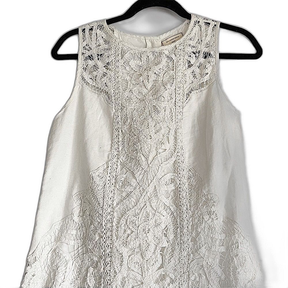 Anthropologie Moulinette Soeurs Ivory Lace Garden Sleeveless Shift Dress Size 4 - Picture 8 of 16